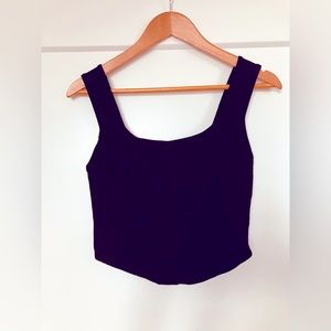 House of Harlow 1960 Revolve Sculpt Knit Square Neck Corset Medium Black Tank 🖤